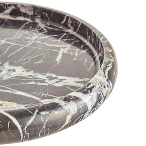 Alba Black and White Marble Round Tray, shown from another angle.
