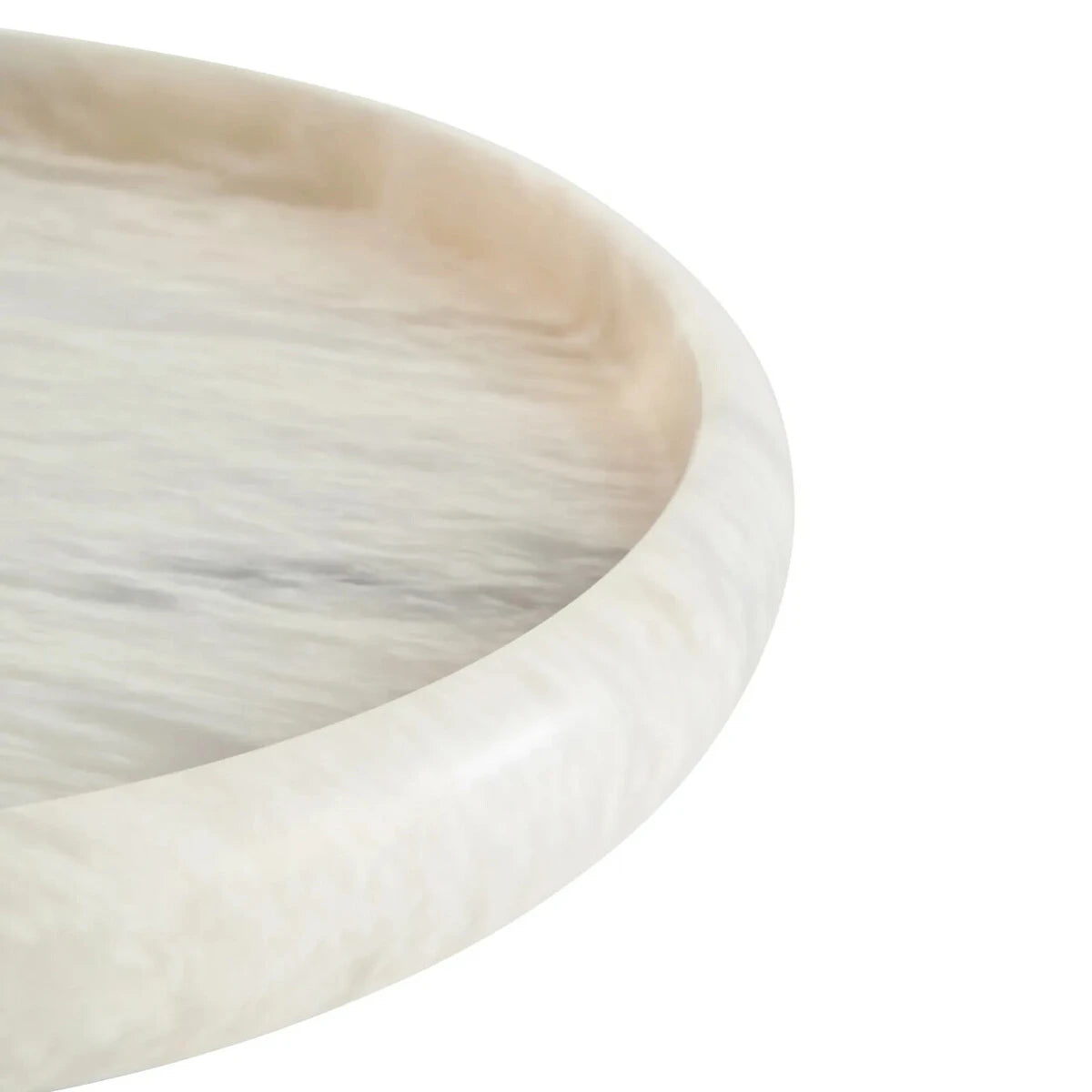 Alba White Marble Round Tray, shown from another angle.