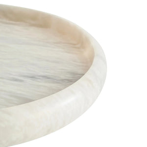 Alba White Marble Round Tray, shown from another angle.