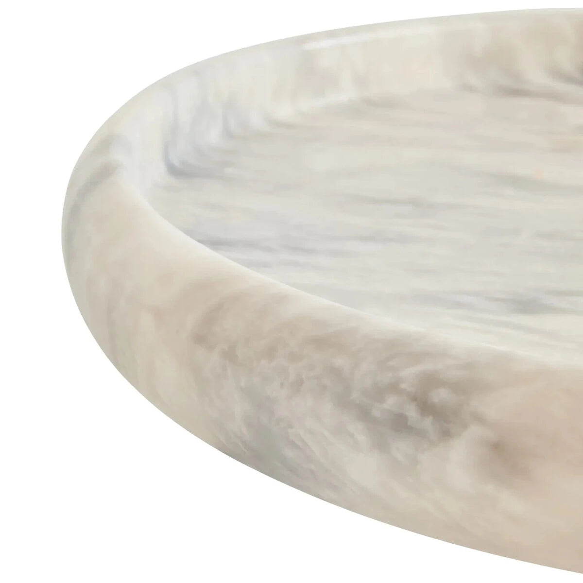Alba White Marble Round Tray, alternative view.