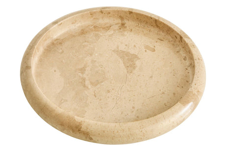 Alba Cream Marble Round Tray, showing the natural veining of the marble.