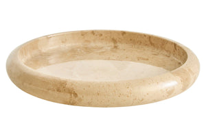 Alba Cream Marble Round Tray, a round cream marble tray with raised edges and soft natural veining.