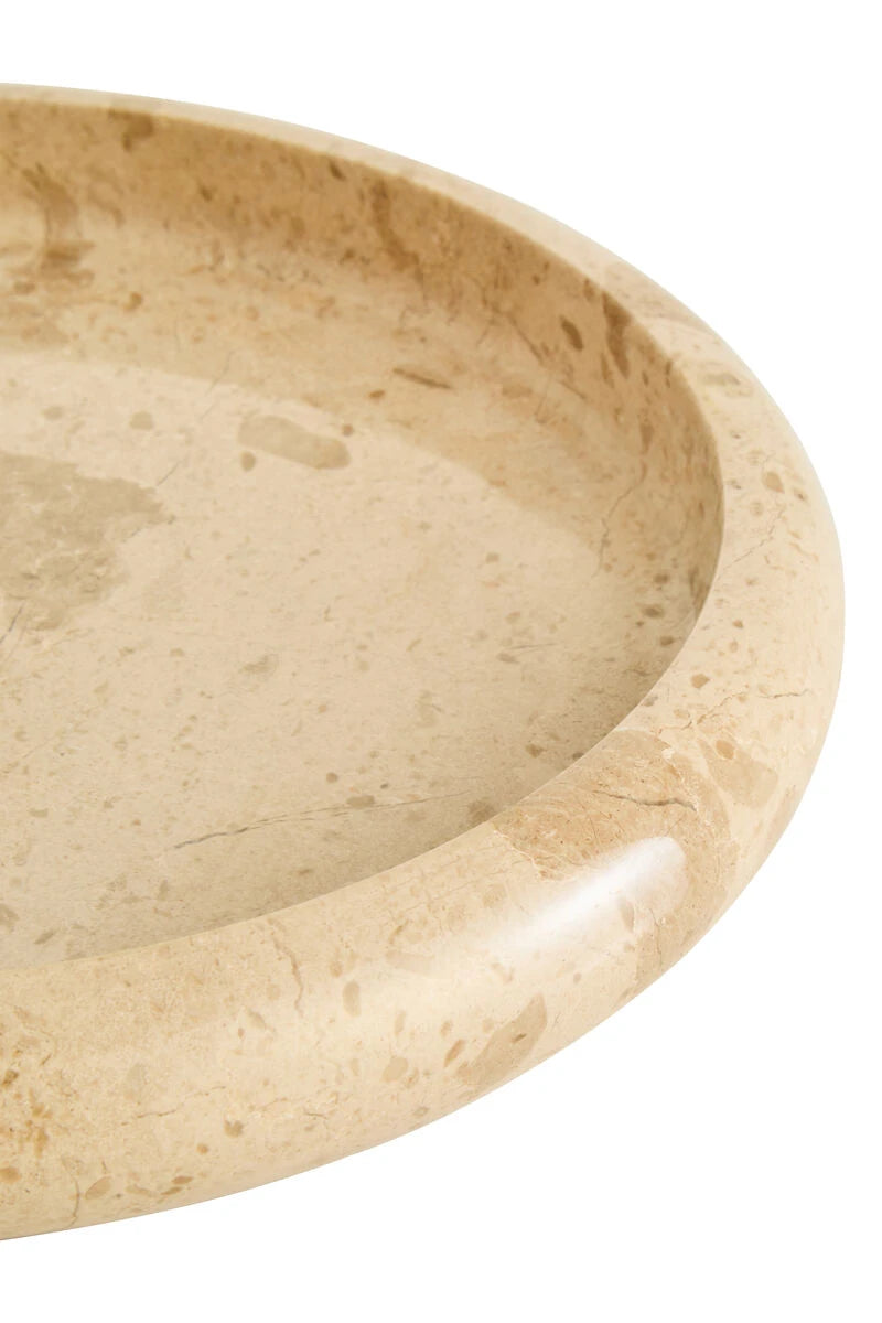 Alba Cream Marble Round Tray, shown from another angle.