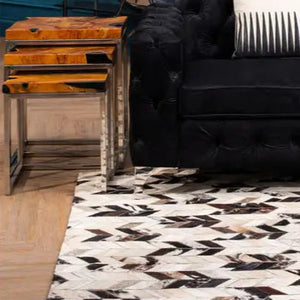 Vale Safira Geometric Cowhide Patchwork Rug