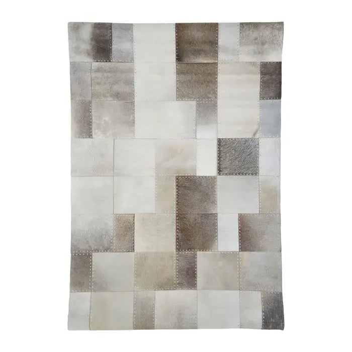 Vale Safira Cowhide Patchwork Rug - Grey
