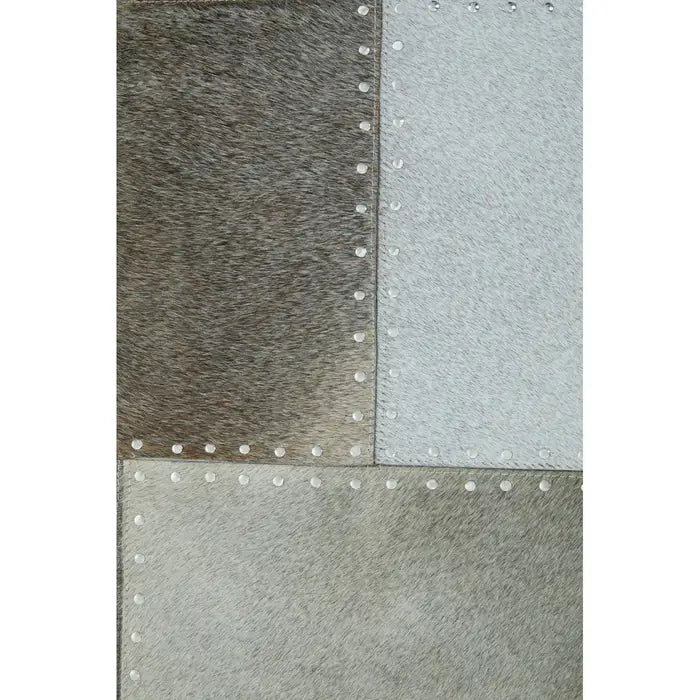 Vale Safira Cowhide Patchwork Rug - Grey