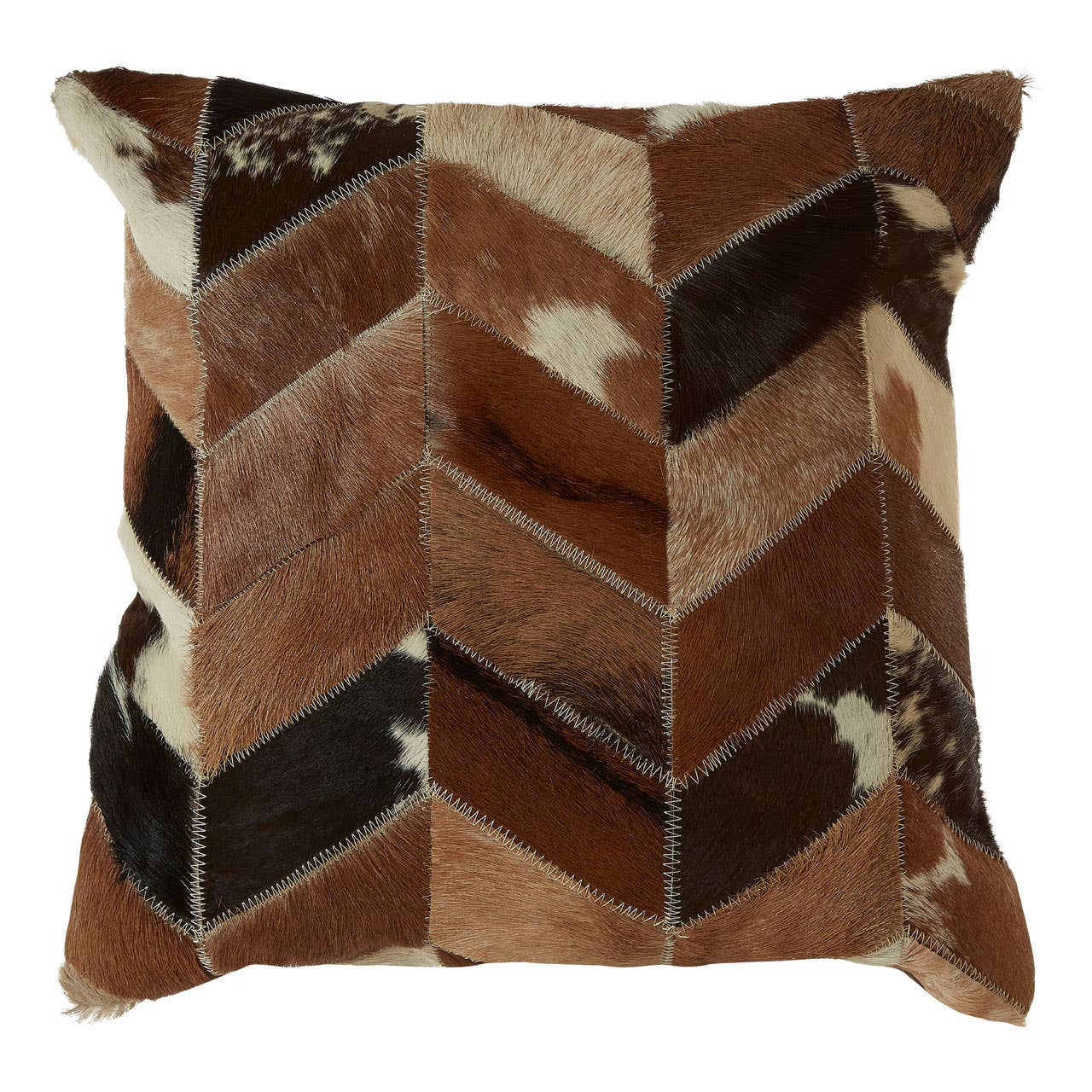 Nuvia Tierra Natural Cowhide Leather Patchwork Cushion