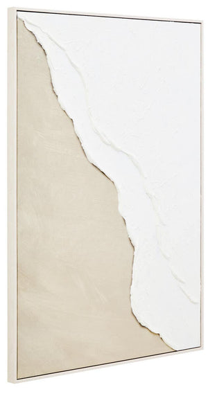 Linea Natural & White Textured Plaster Canvas Wall Art
