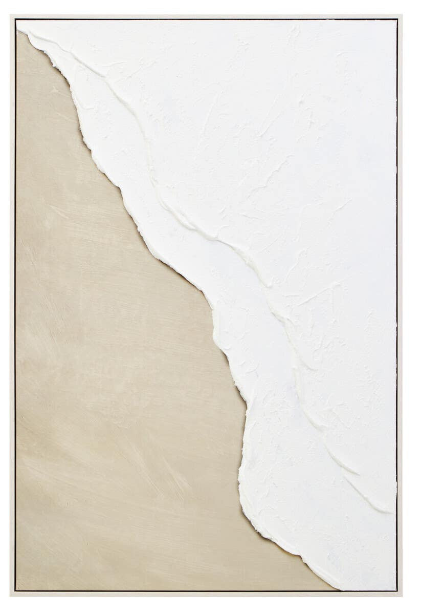 Linea Natural & White Textured Plaster Canvas Wall Art