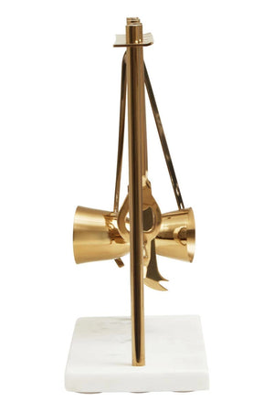 Side view of the Loxley marble and gold finish bar tool stand