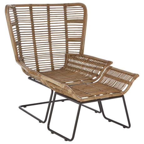Marano natural rattan lounge chair and footstool