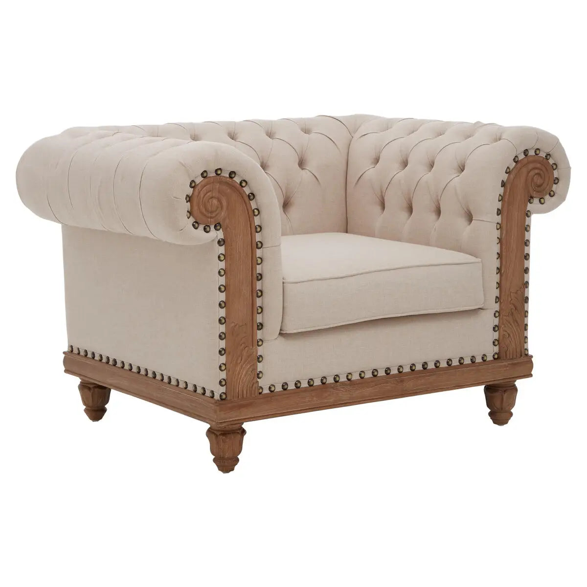 Bibury Mahogany Studded Chesterfield Armchair