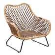 Woven chair with metal frame on a white background