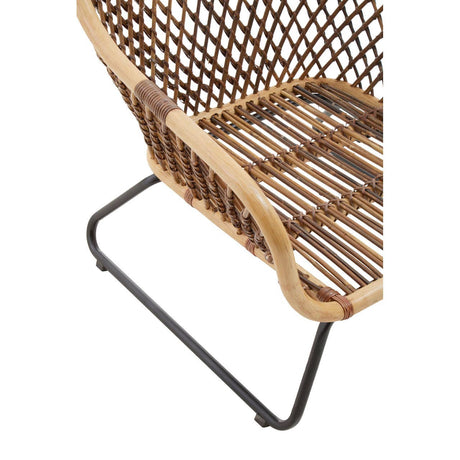 Woven chair with metal frame on a white background
