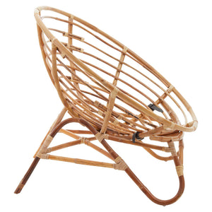Wicker chair with a curved backrest on a white background
