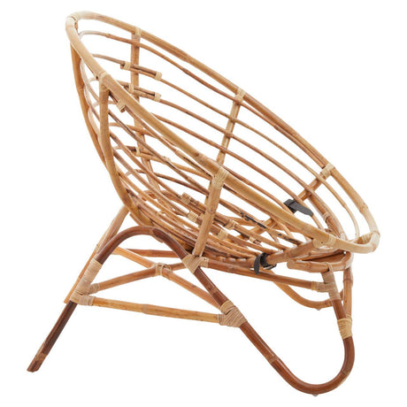 Wicker chair with a curved backrest on a white background
