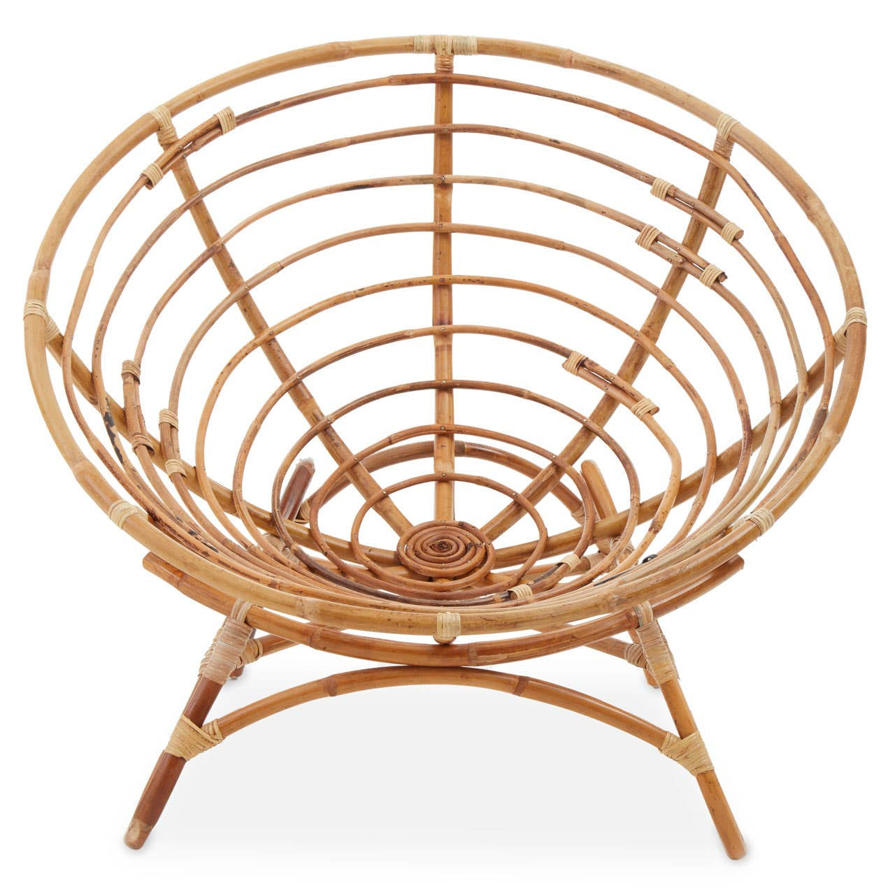 Front view of Marano papasan natural rattan chair