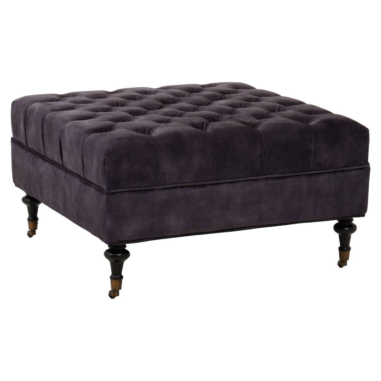 Lucinda Grey Velvet Ottoman
