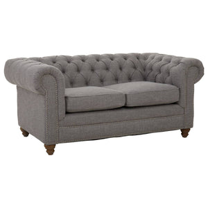 Esme Two Seater Grey Linen Chesterfield Sofa