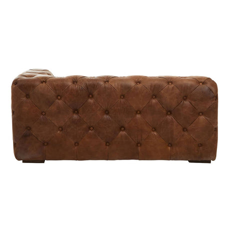 Back view of Durango brown leather chesterfield sofa right arm