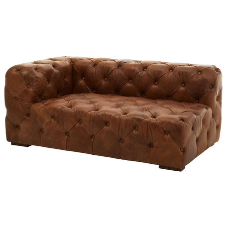 Durango brown leather chesterfield left arm sofa