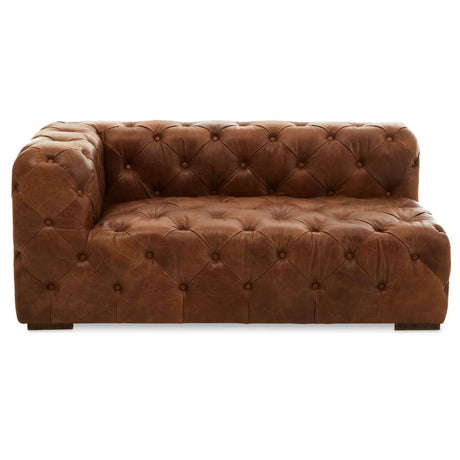 Front view of Durango brown leather chesterfield left arm sofa