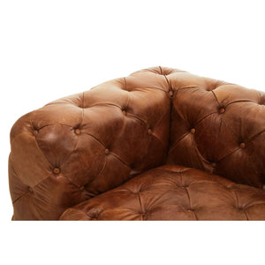 Arm of Durango brown leather chesterfield left arm sofa