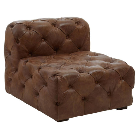 Durango brown leather chesterfield armchair on a white background