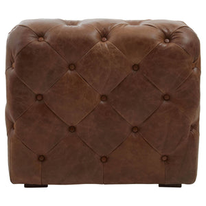 Back view of Durango brown leather chesterfield armchair on a white background