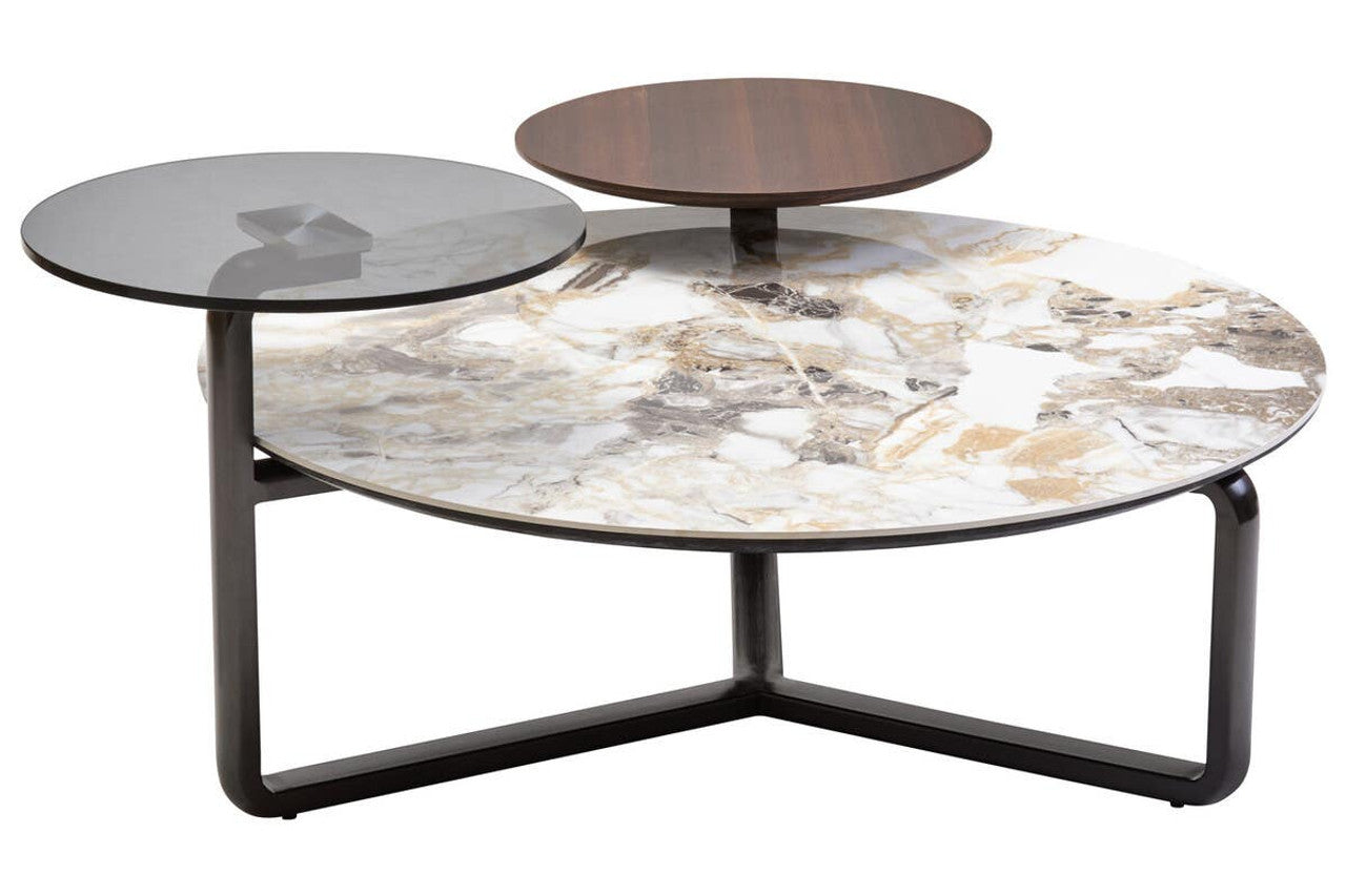 Regalia 3 Tier Round Ceramic Marble Effect Coffee Table