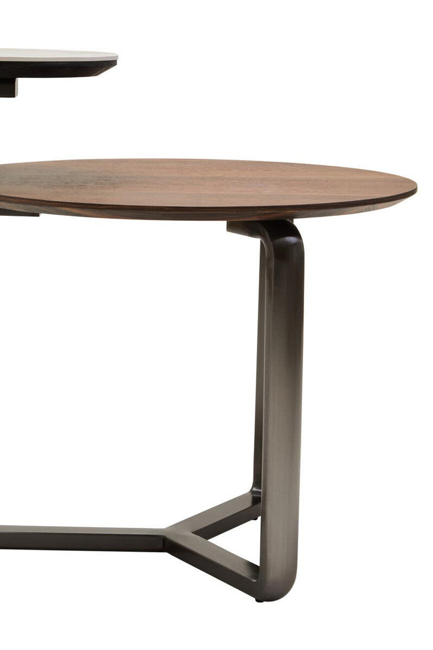 Regalia 2 Tier Round Veneer and Ceramic Coffee Table