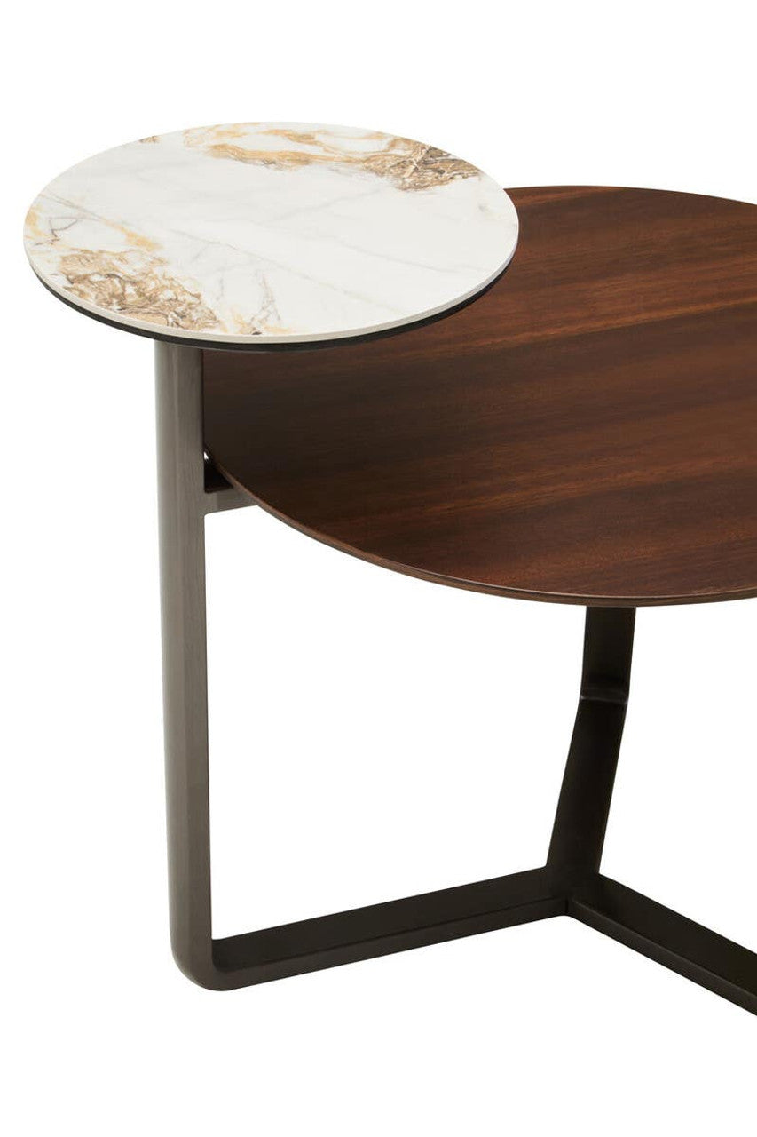 Regalia 2 Tier Round Veneer and Ceramic Coffee Table