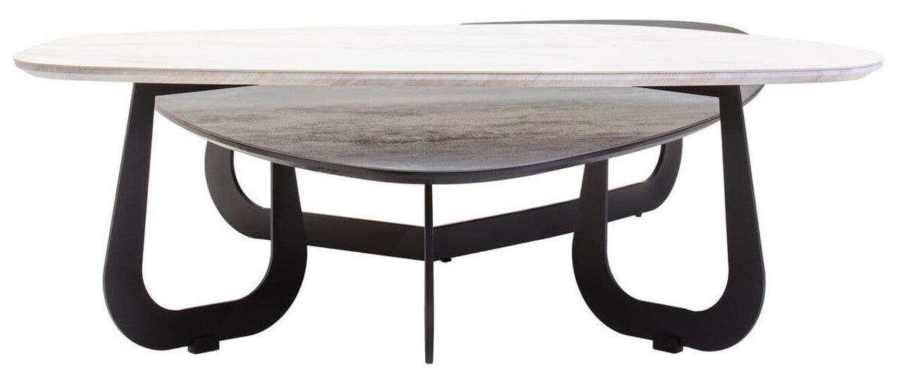 Regalia 2 Tier Large Asymmetrical Ceramic Coffee Table