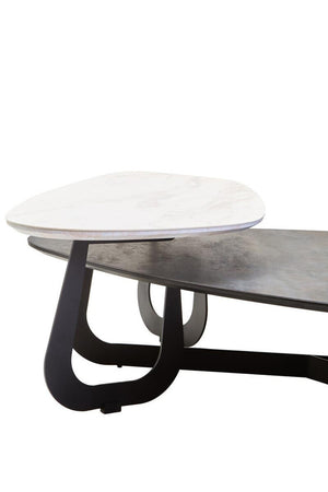 Regalia 2 Tier Large Asymmetrical Ceramic Coffee Table