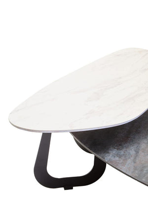 Regalia 2 Tier Large Asymmetrical Ceramic Coffee Table