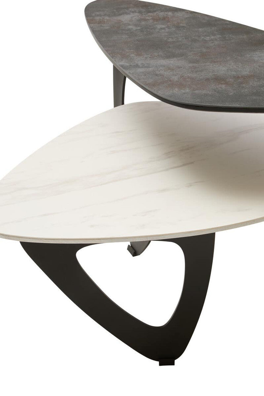 Regalia 2 Tier Small Asymmetrical Ceramic Coffee Table