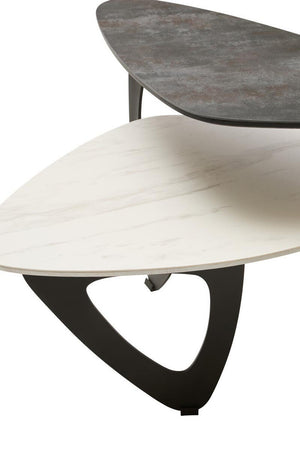 Regalia 2 Tier Small Asymmetrical Ceramic Coffee Table