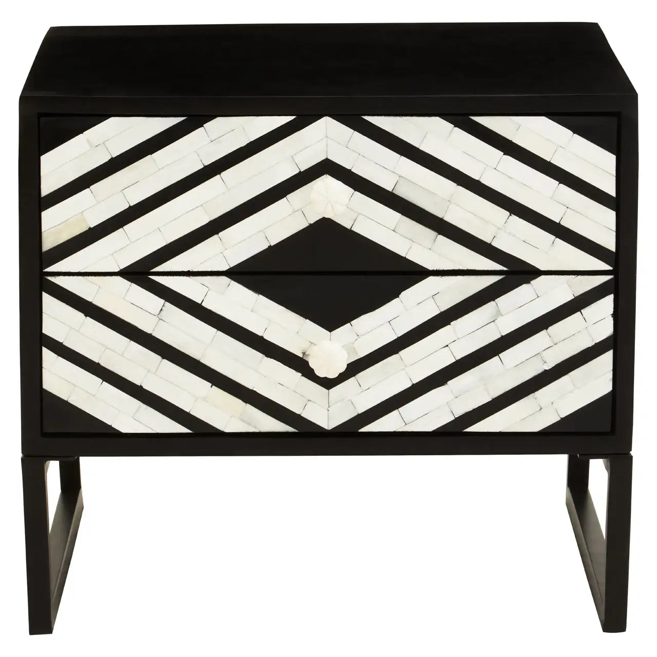 Axis Two Drawer Bedside Table with Bone Inlay