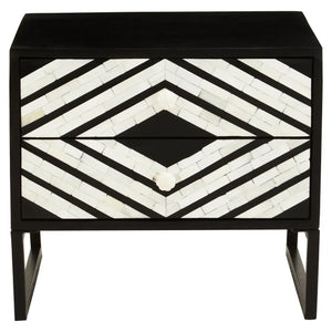 Axis Two Drawer Bedside Table with Bone Inlay