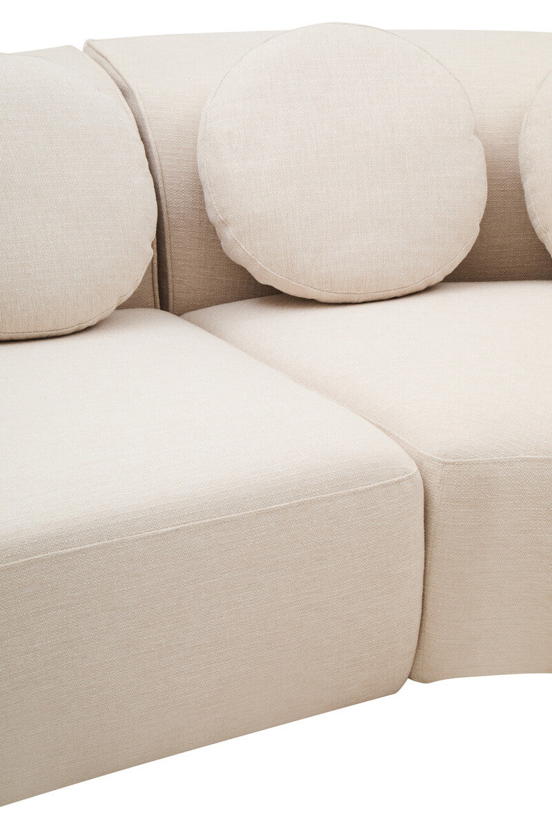 Middle of Sorena cream linen sofa with round cushions