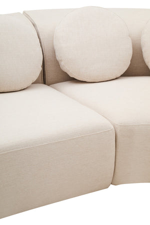Middle of Sorena cream linen sofa with round cushions