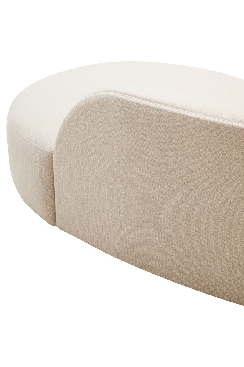 End of Sorena curved cream linen sofa