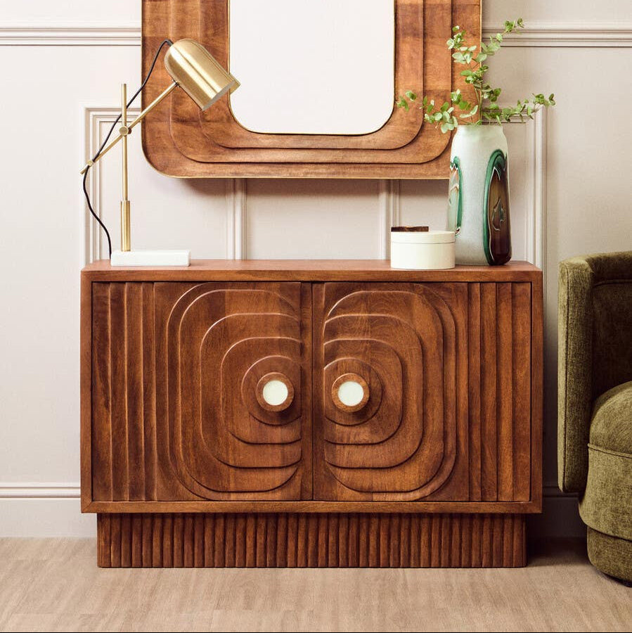 Tara Two Door Carved Mango Wood Sideboard