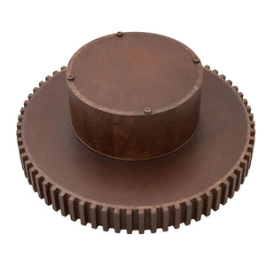 Underside of the Solmere round coffee table showing the pillar base