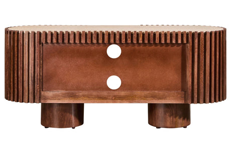Back of the Solmere media unit showing the cable management holes