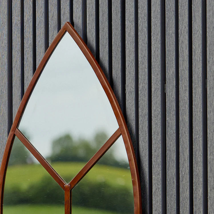 Leaf Arch Rust Outdoor Mirror
