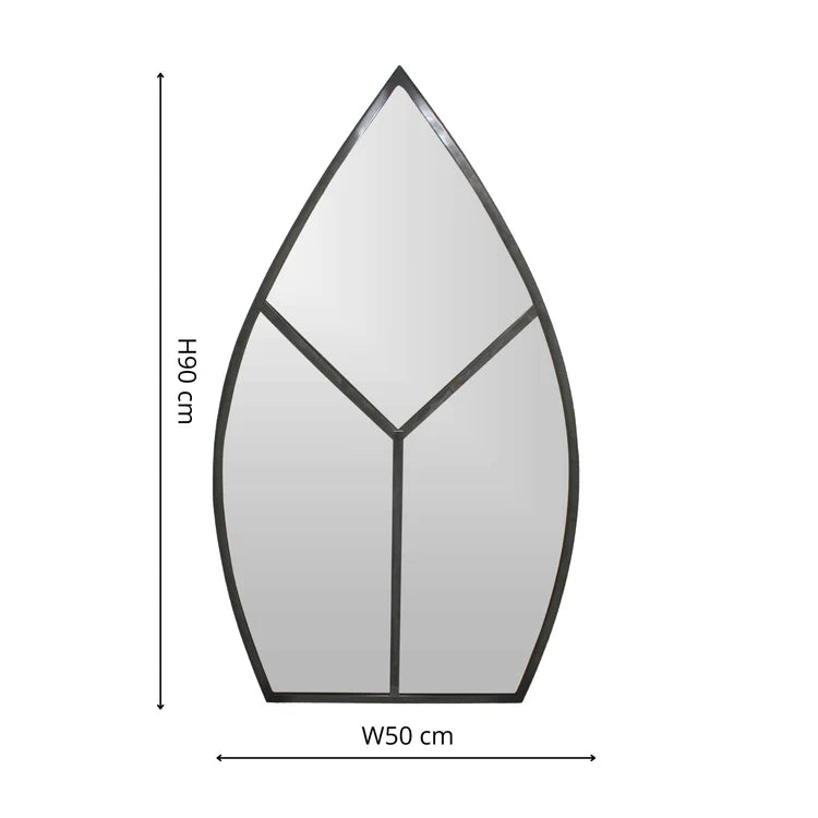 Leaf Arch Black Outdoor Mirror