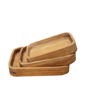 Rectangular Teak Wood Platters Set of 3