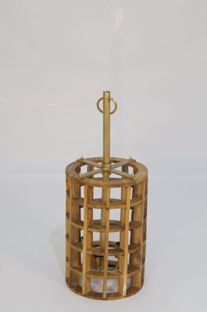 Gerai Natural Mango Wood Grid Ceiling Lamp
