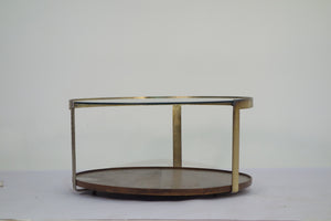 Rajpur Bronze Plated Glass & Wood Round Coffee Table